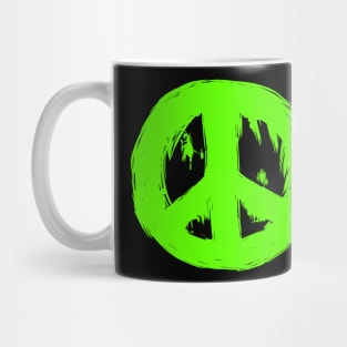 Ragged Brushed Peace Sign Green Mug